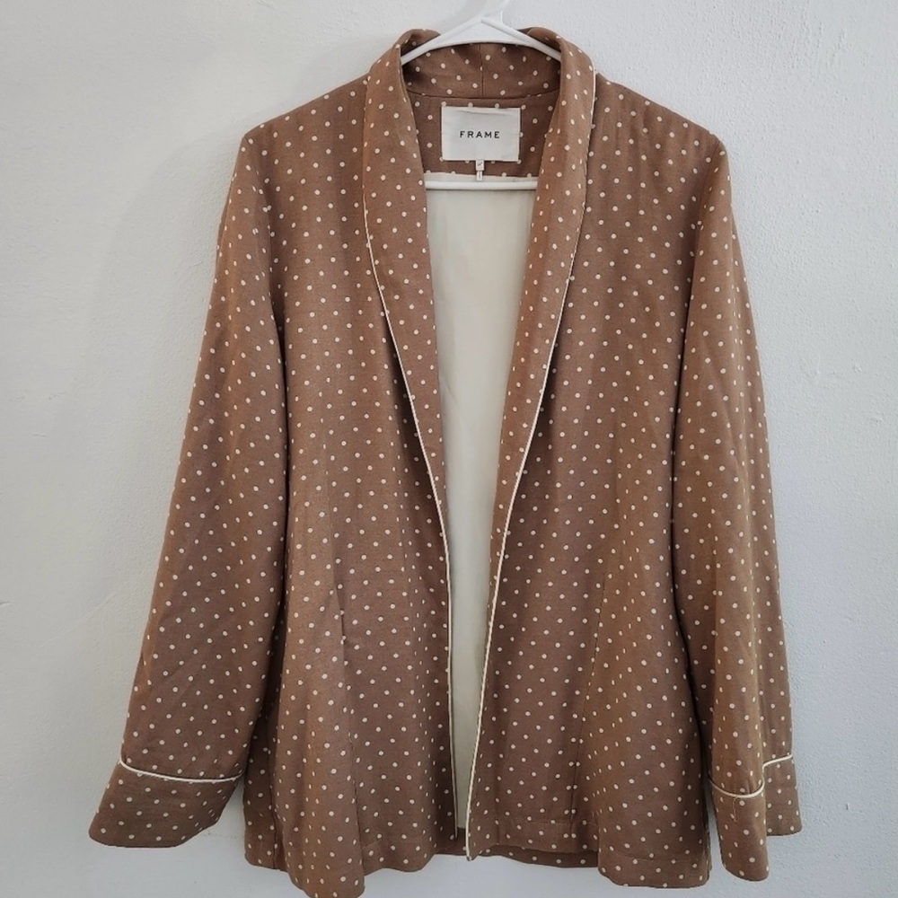 Frame Sz S Polka Dot Tuxedo Blazer - Picture 5 of 8